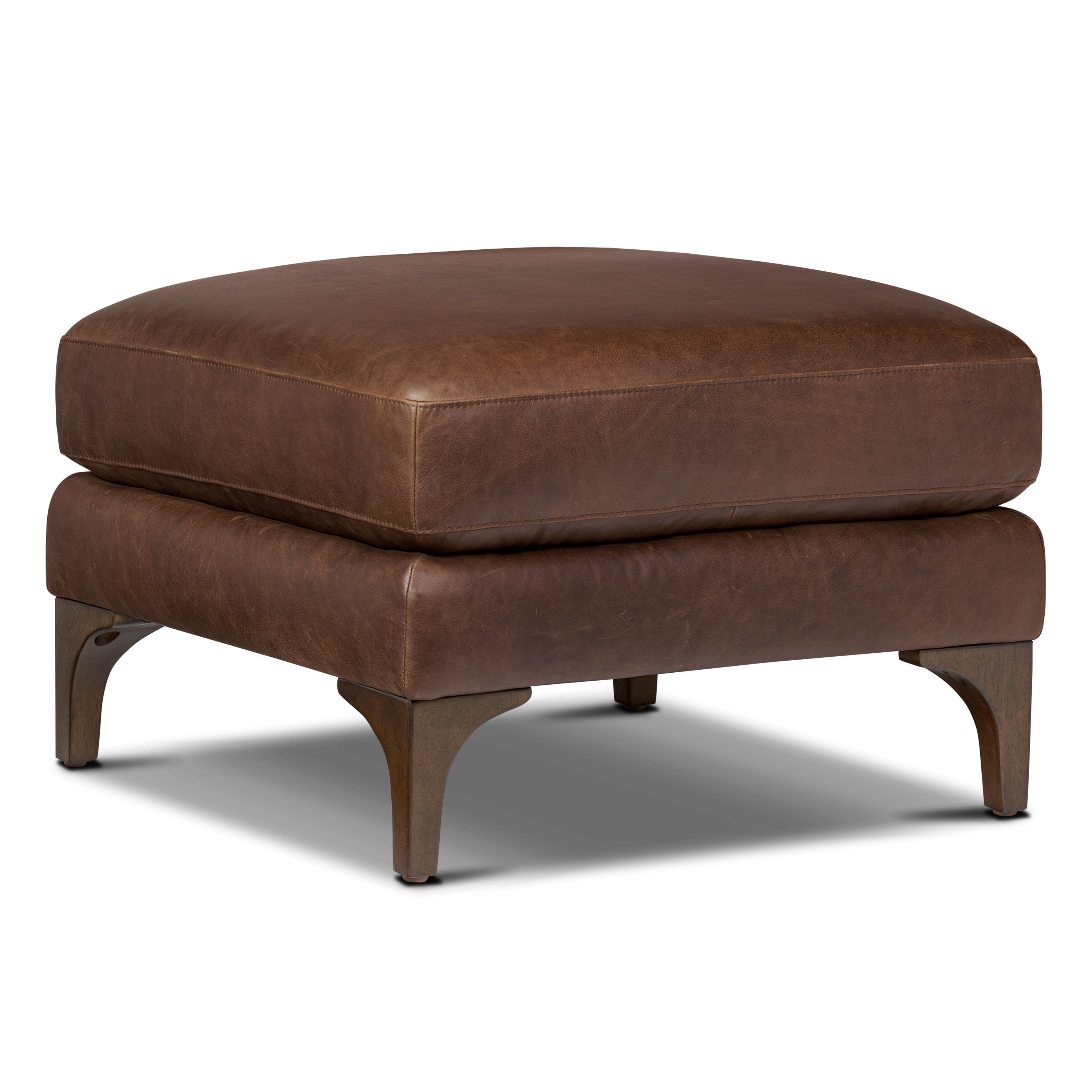 Pouf en cuir | Marron chocolat