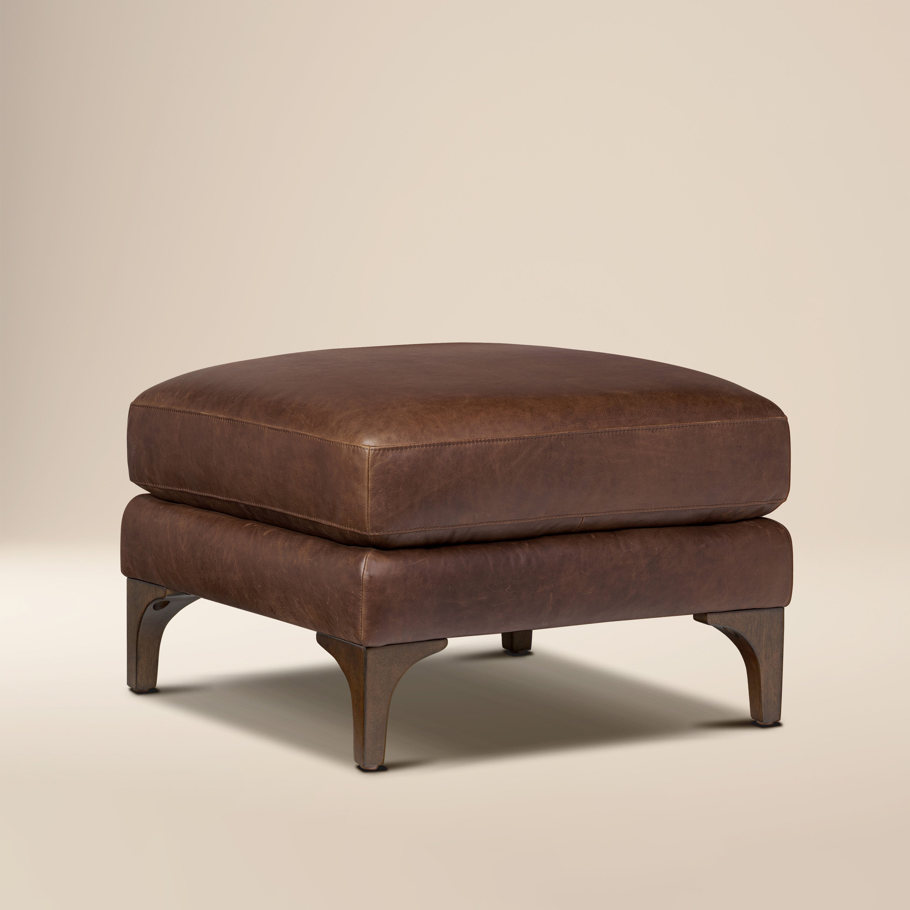 Pouf en cuir | Marron chocolat