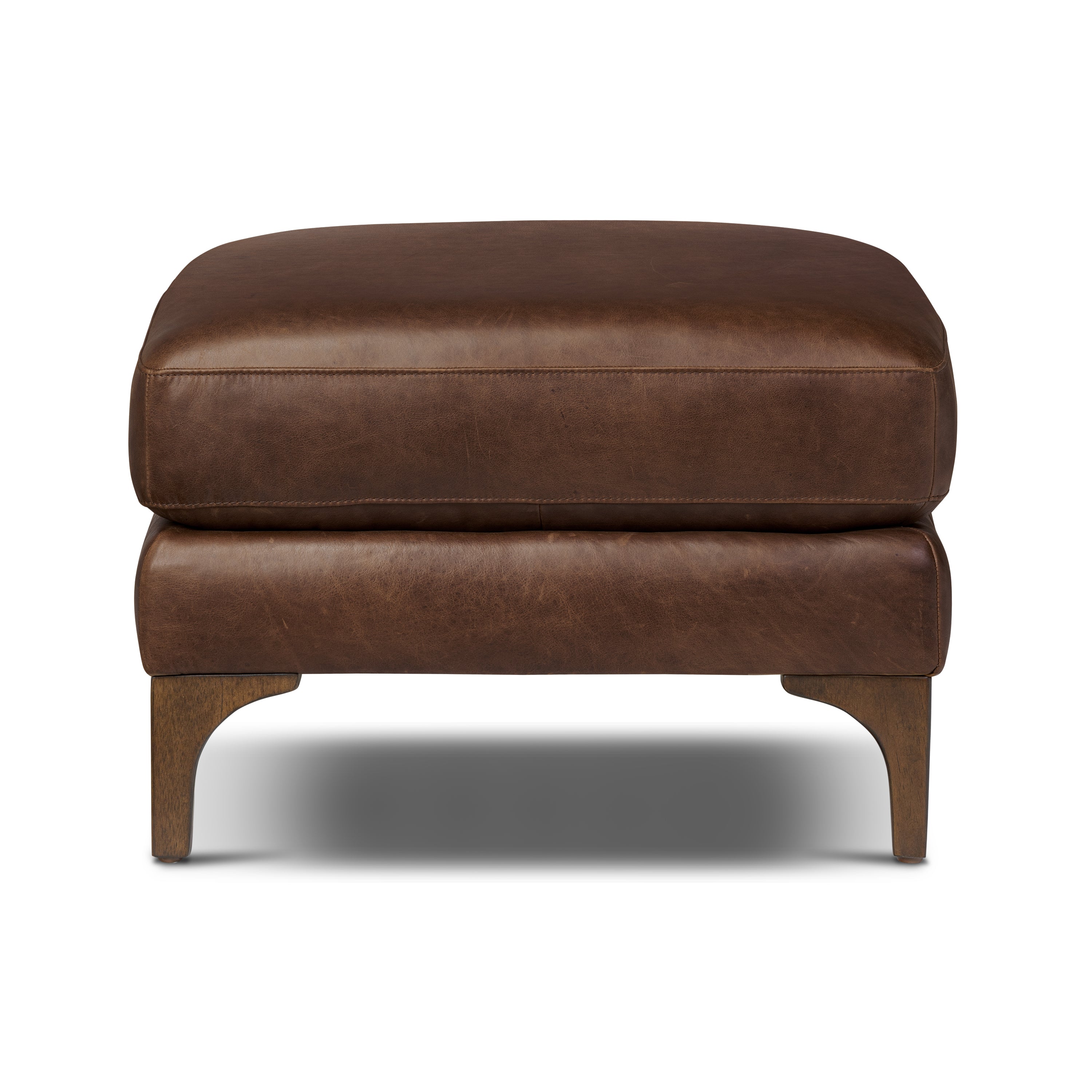 Pouf en cuir | Marron chocolat