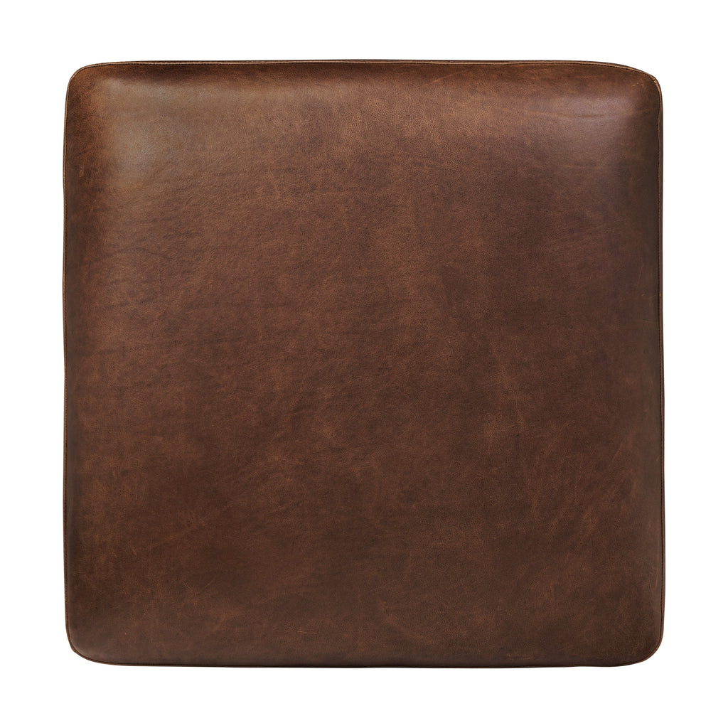 Pouf en cuir | Marron chocolat