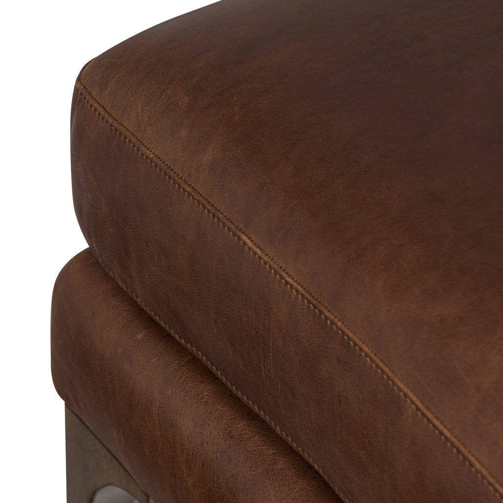 Pouf en cuir | Marron chocolat