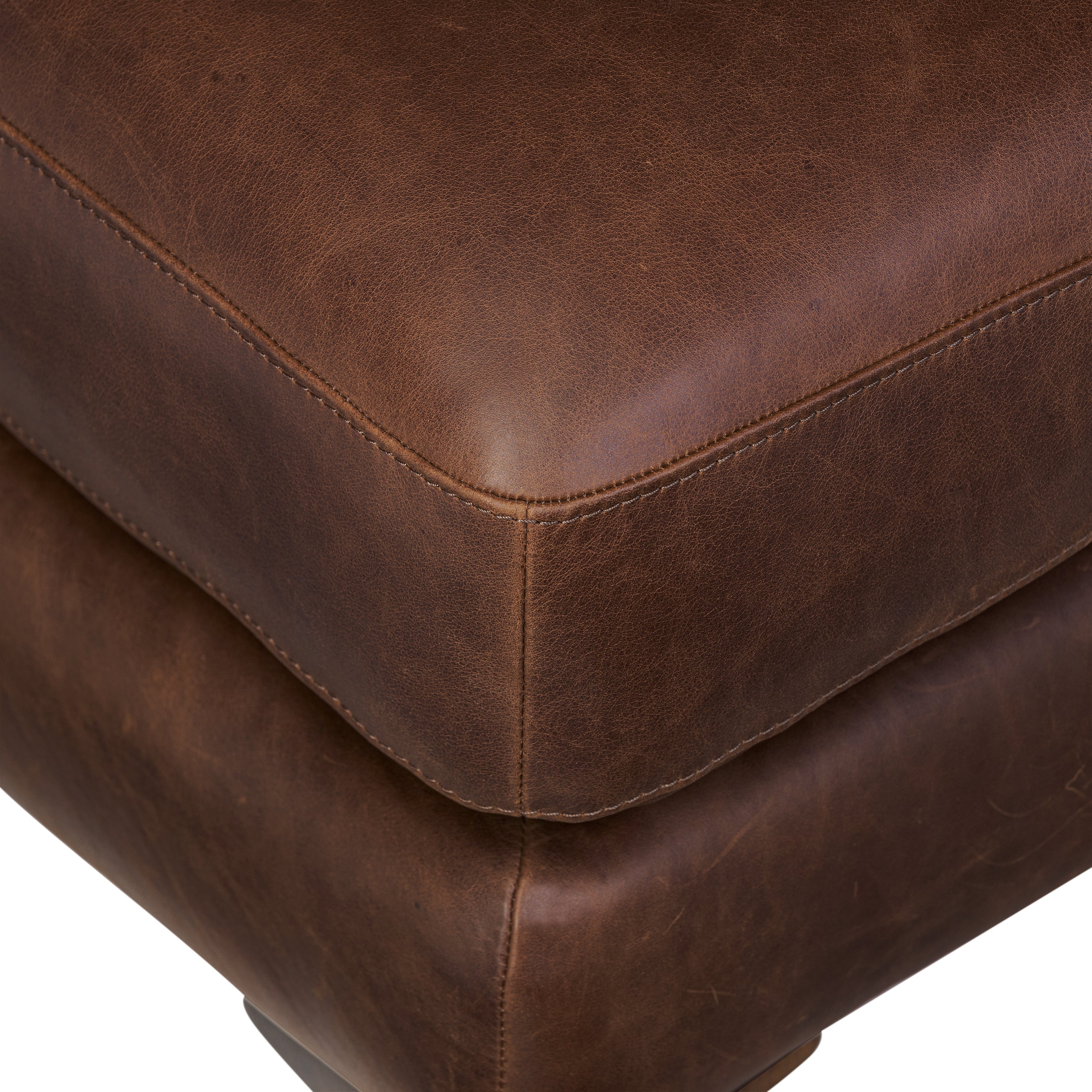 Pouf en cuir | Marron chocolat