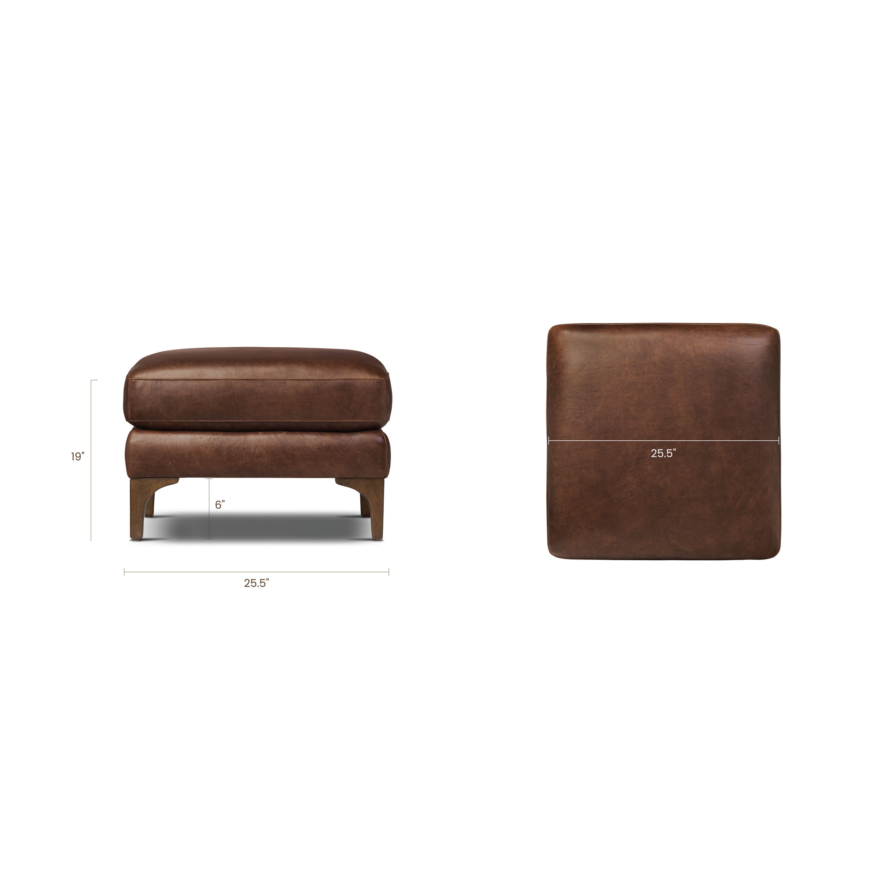 Pouf en cuir | Marron chocolat