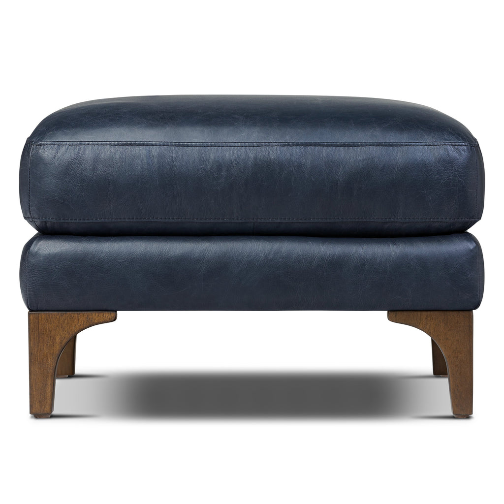 Pouffe en cuir | Bleu nuit