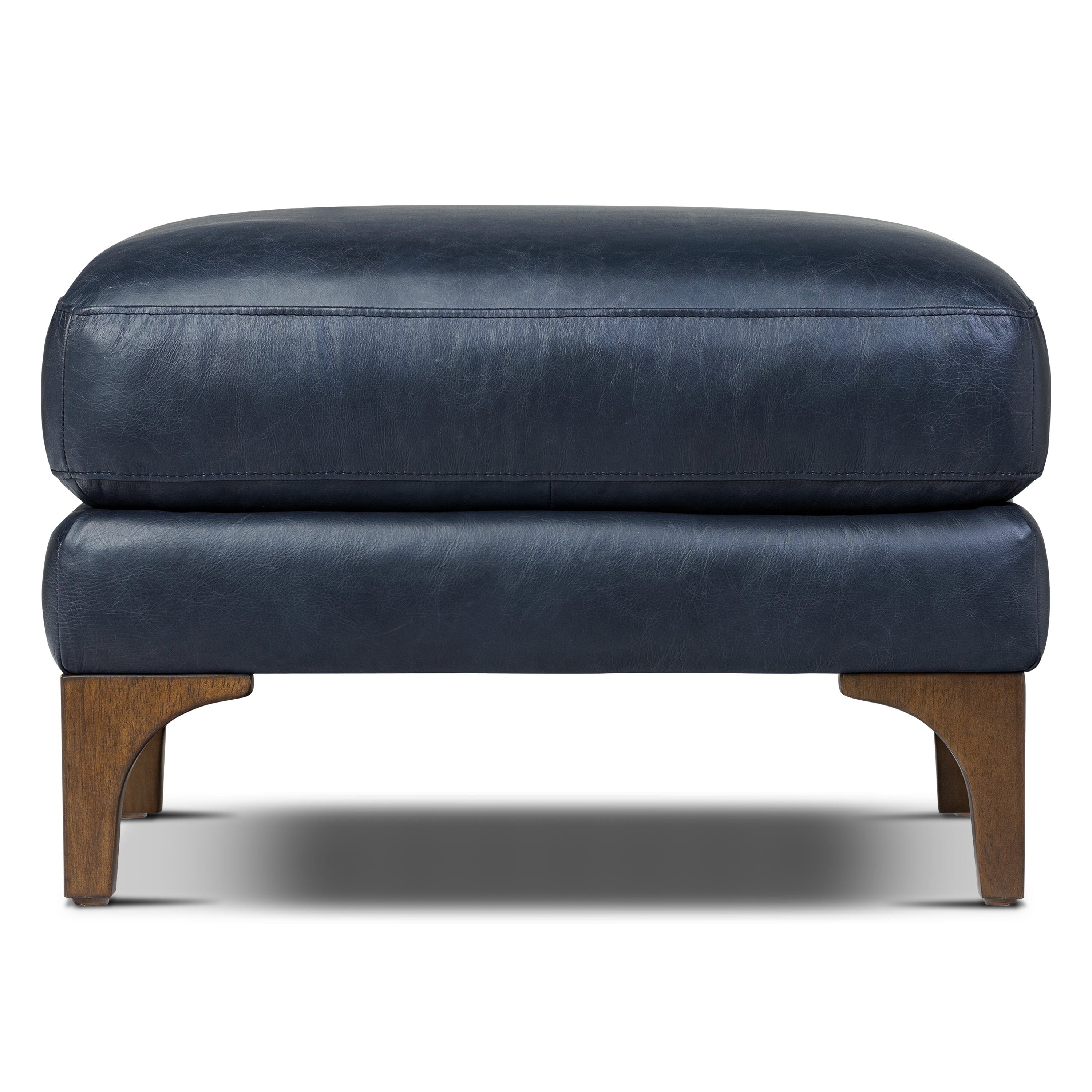 Pouffe en cuir | Bleu nuit