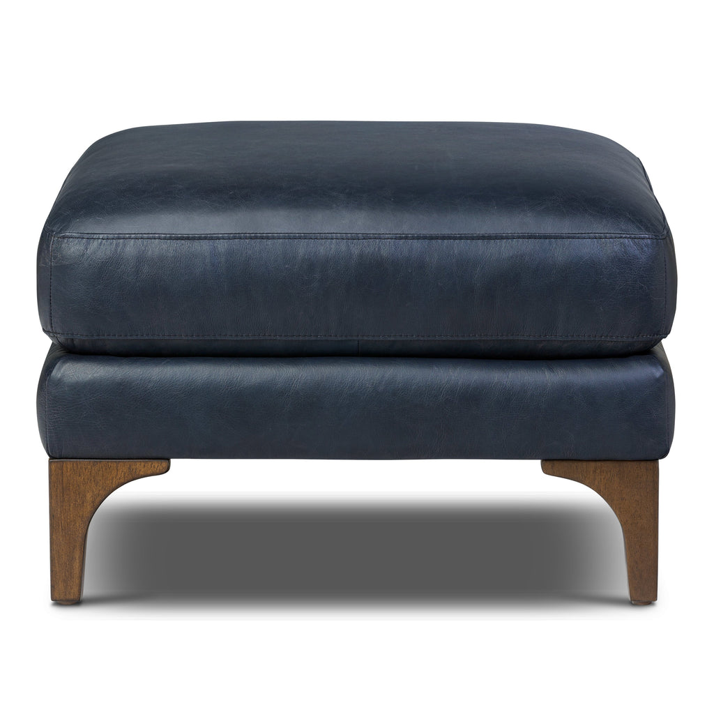 Pouffe en cuir | Bleu nuit