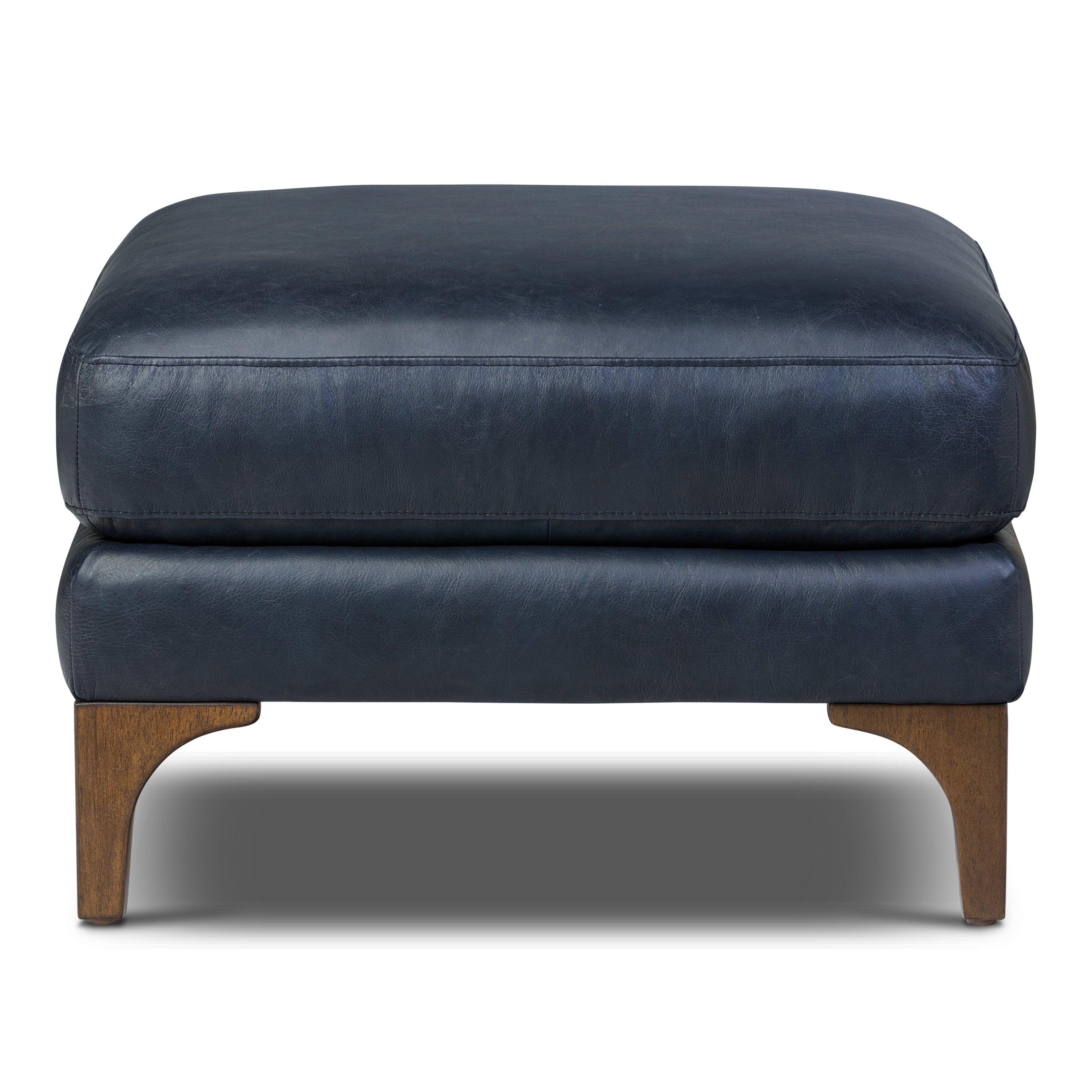 Pouffe en cuir | Bleu nuit