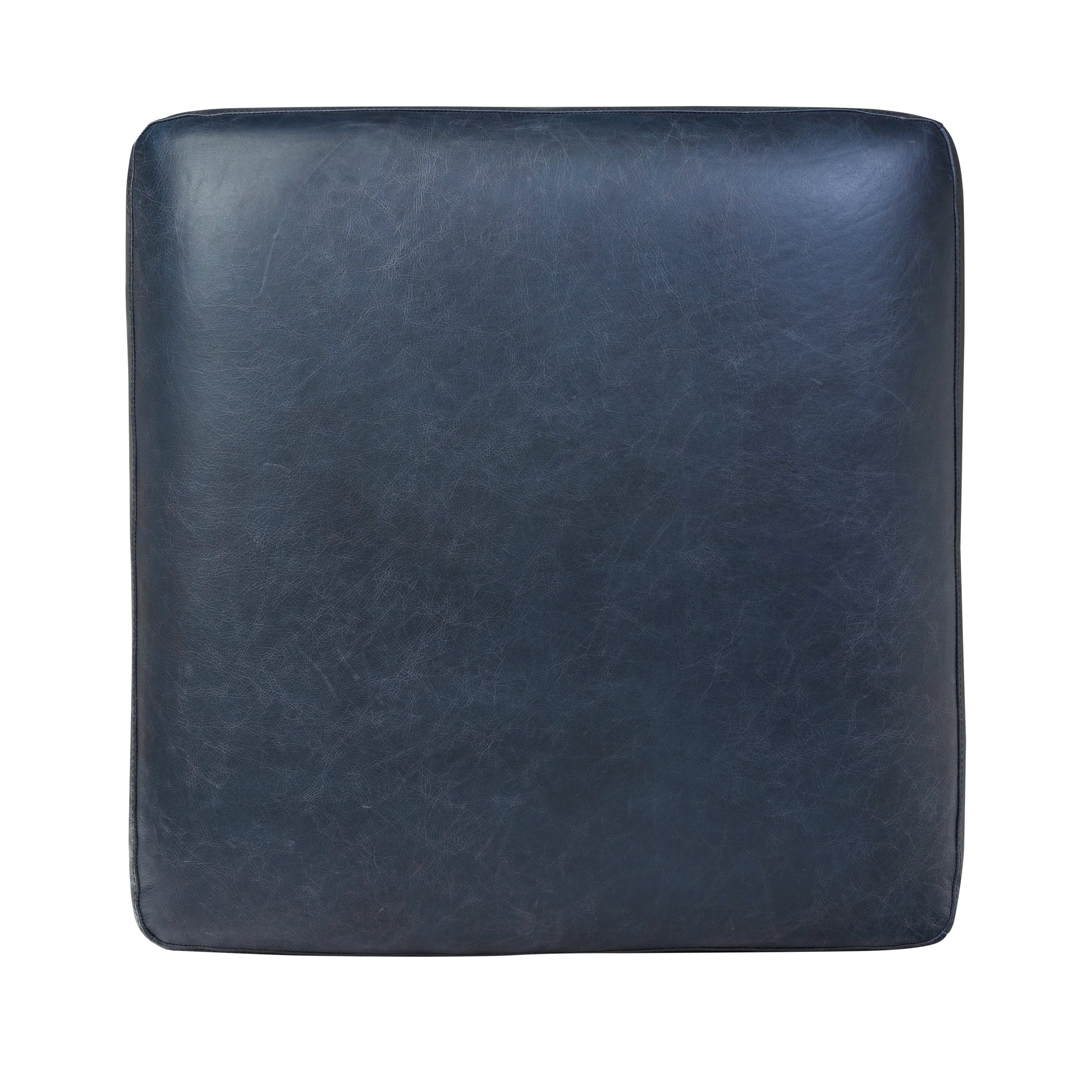 Pouffe en cuir | Bleu nuit