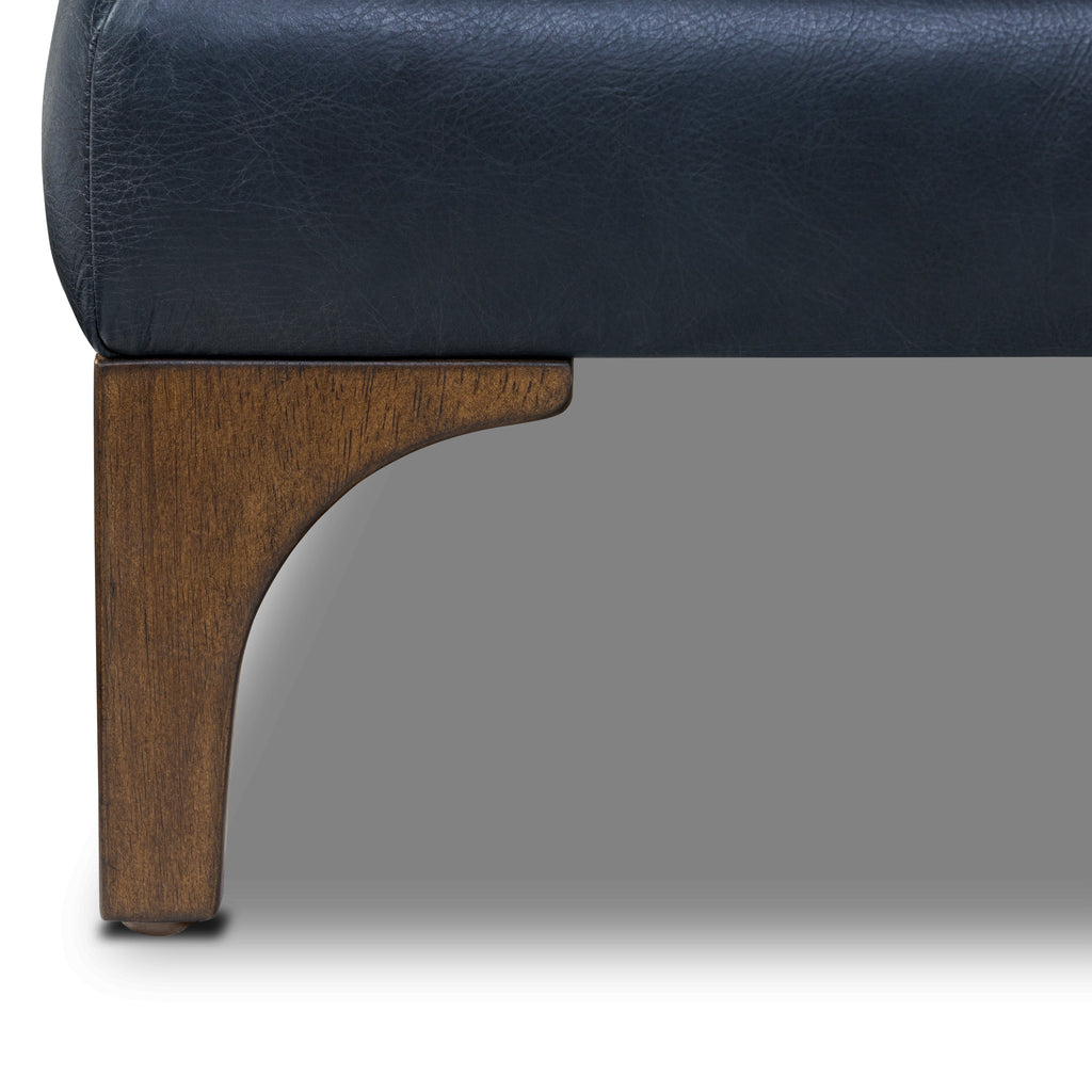 Pouffe en cuir | Bleu nuit
