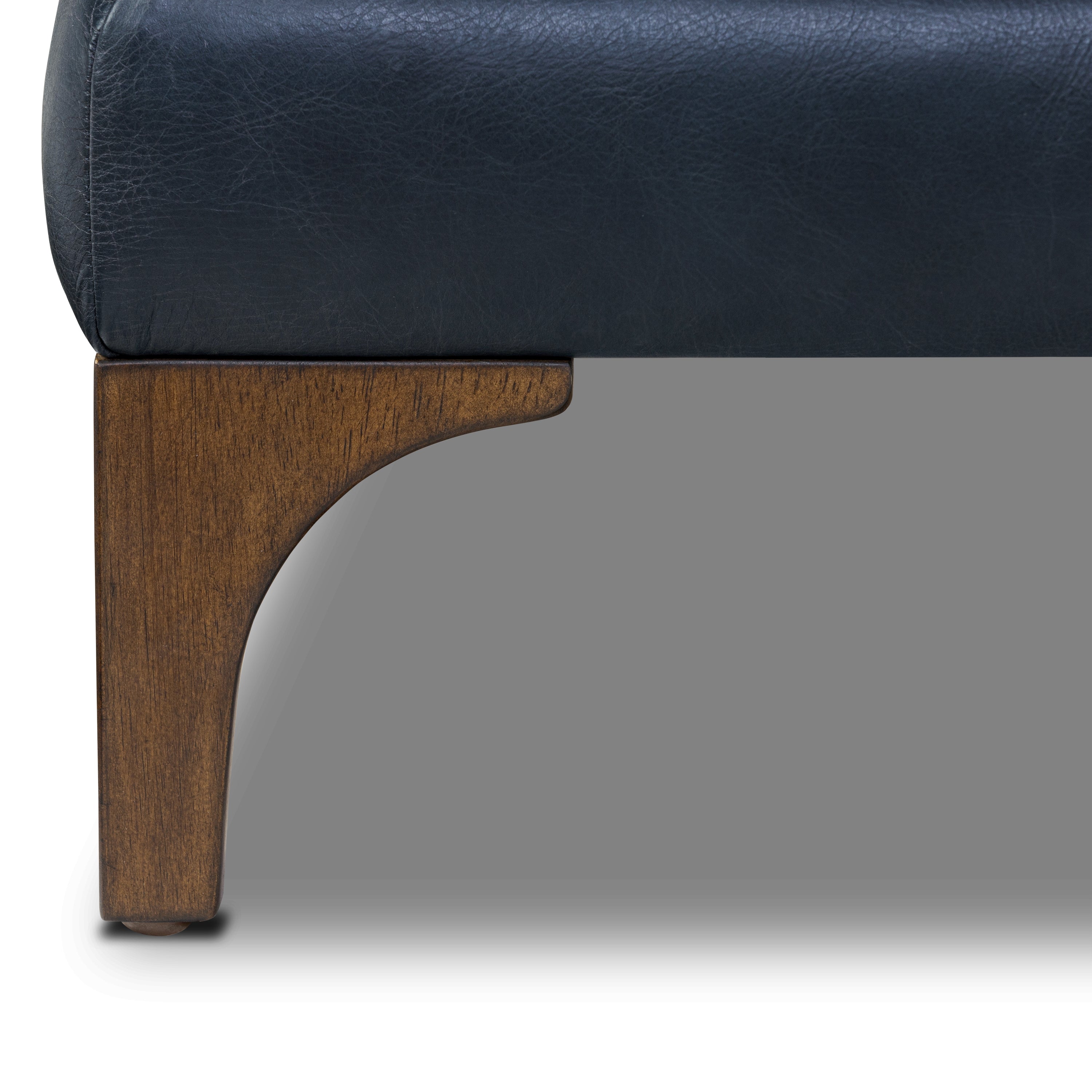 Pouffe en cuir | Bleu nuit