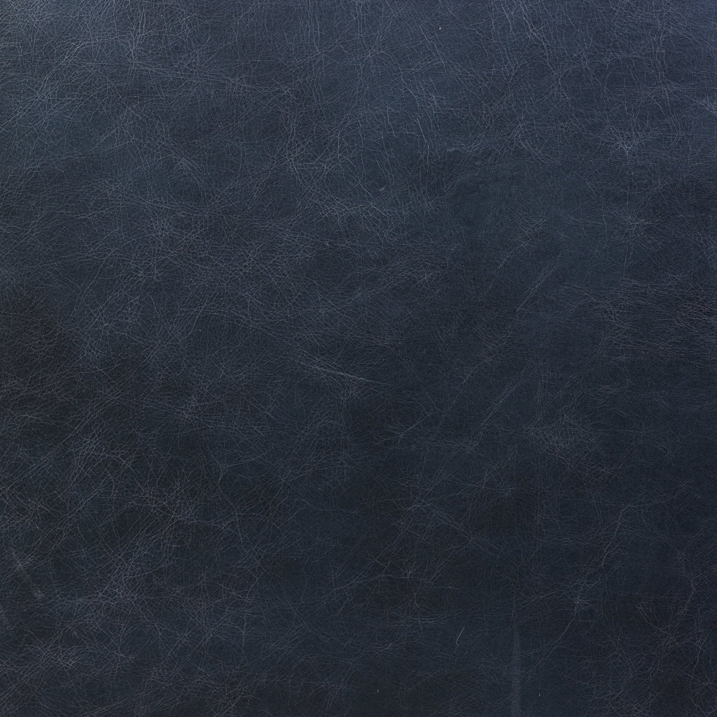 Pouffe en cuir | Bleu nuit