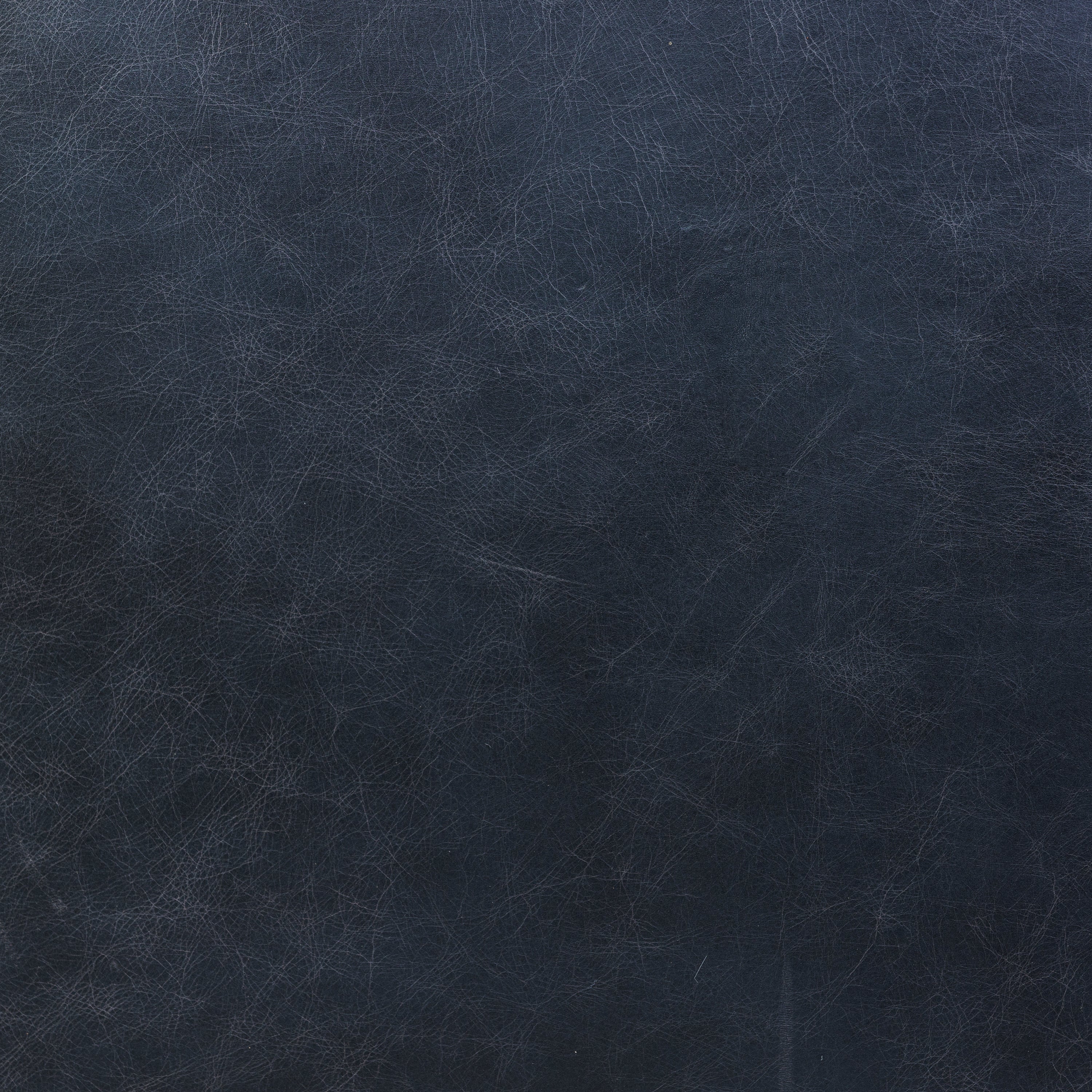 Pouffe en cuir | Bleu nuit