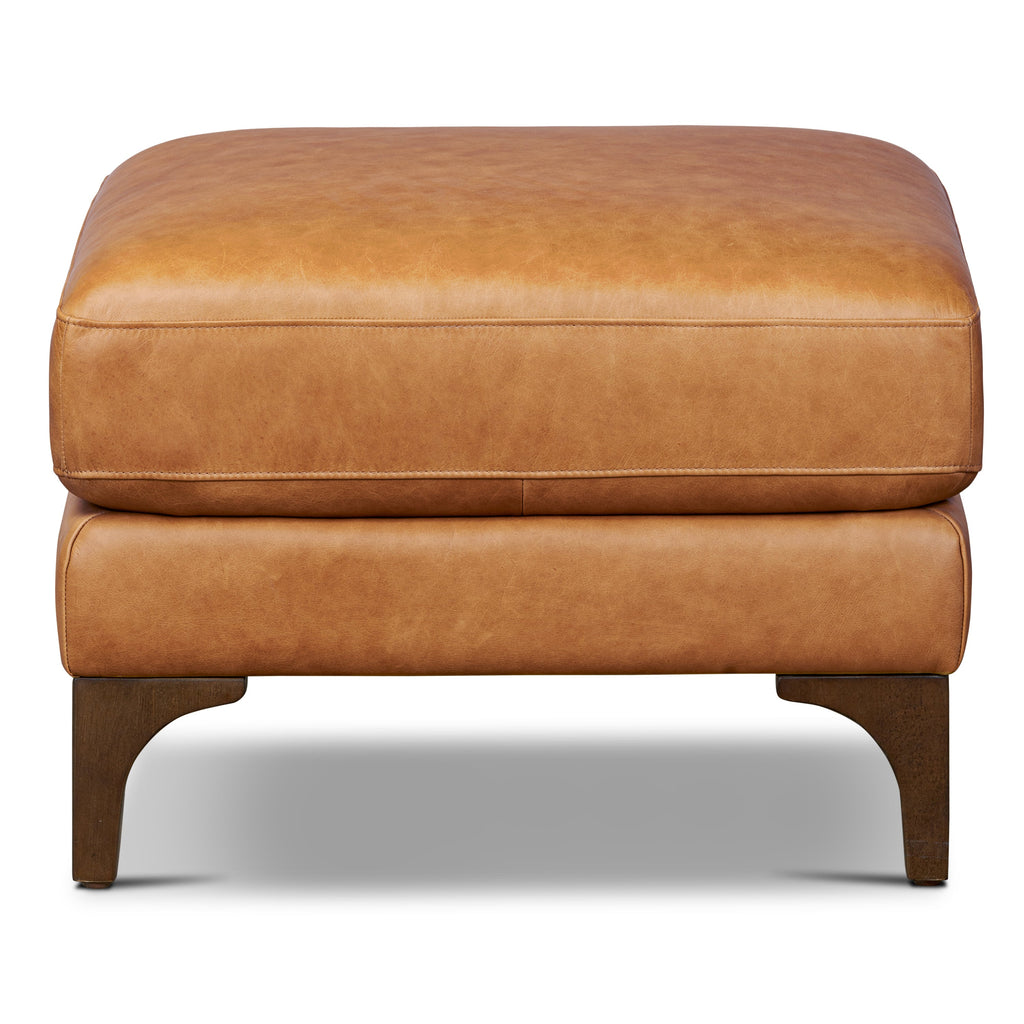 Pouf en cuir | Cognac Tan