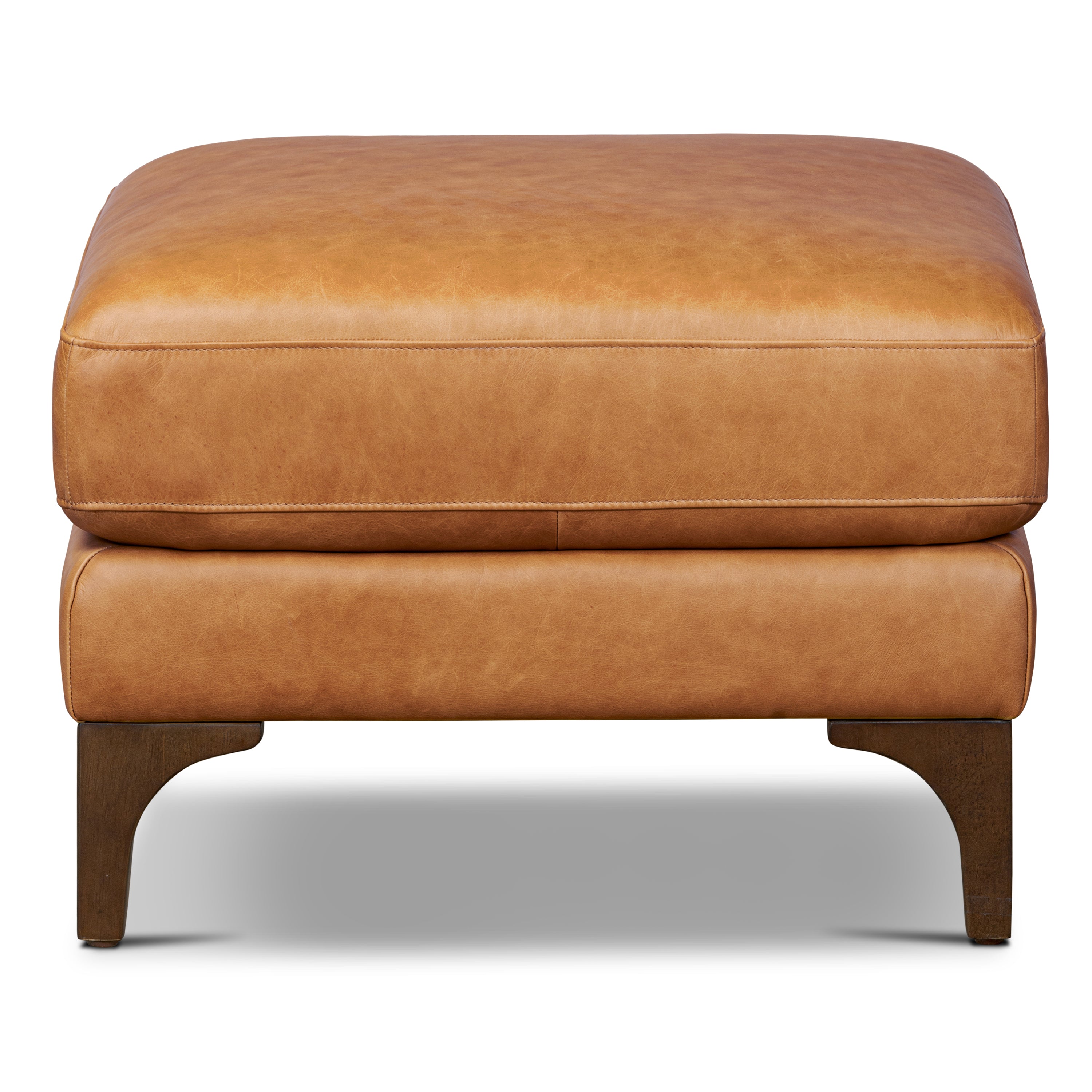 Pouf en cuir | Cognac Tan