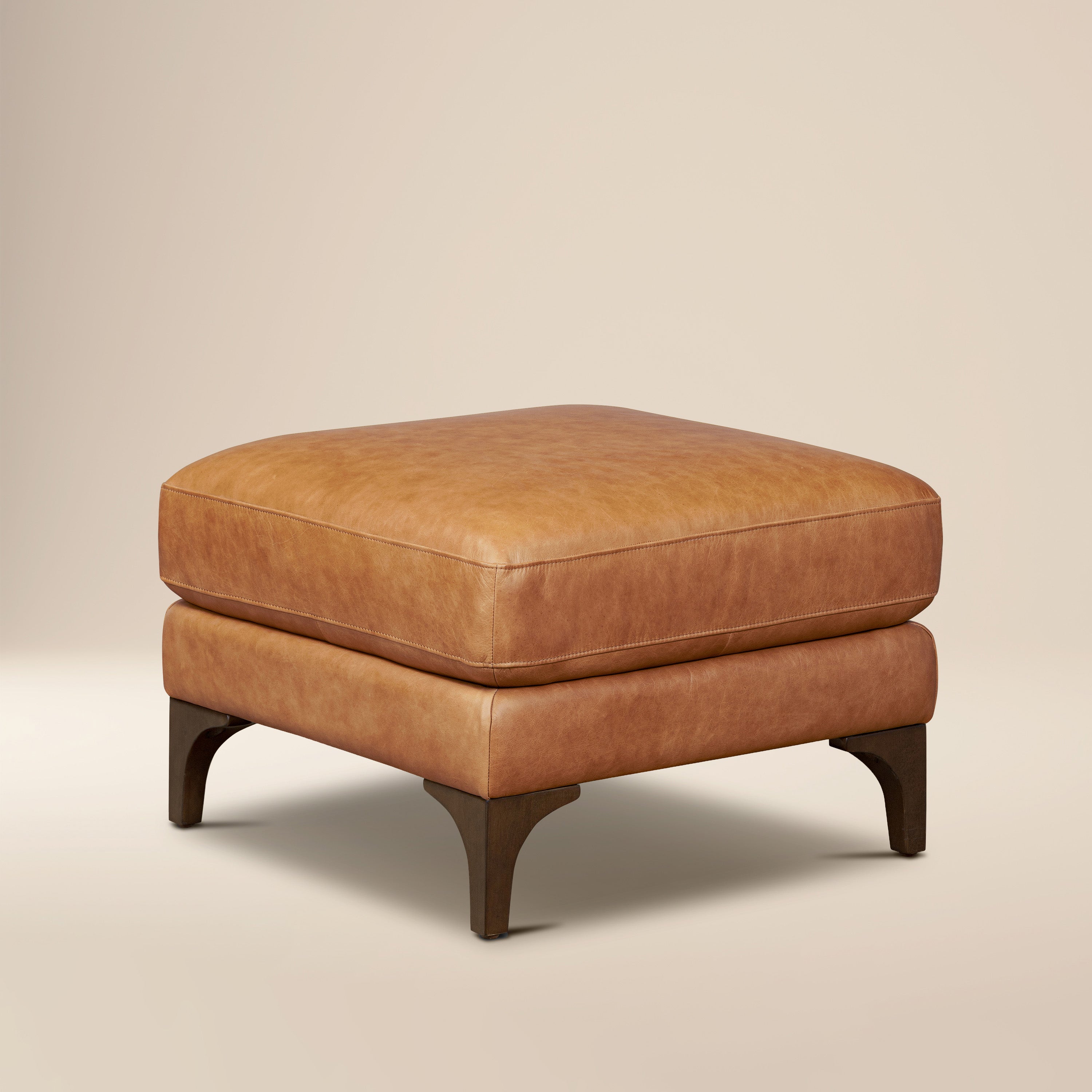 Pouf en cuir | Cognac Tan