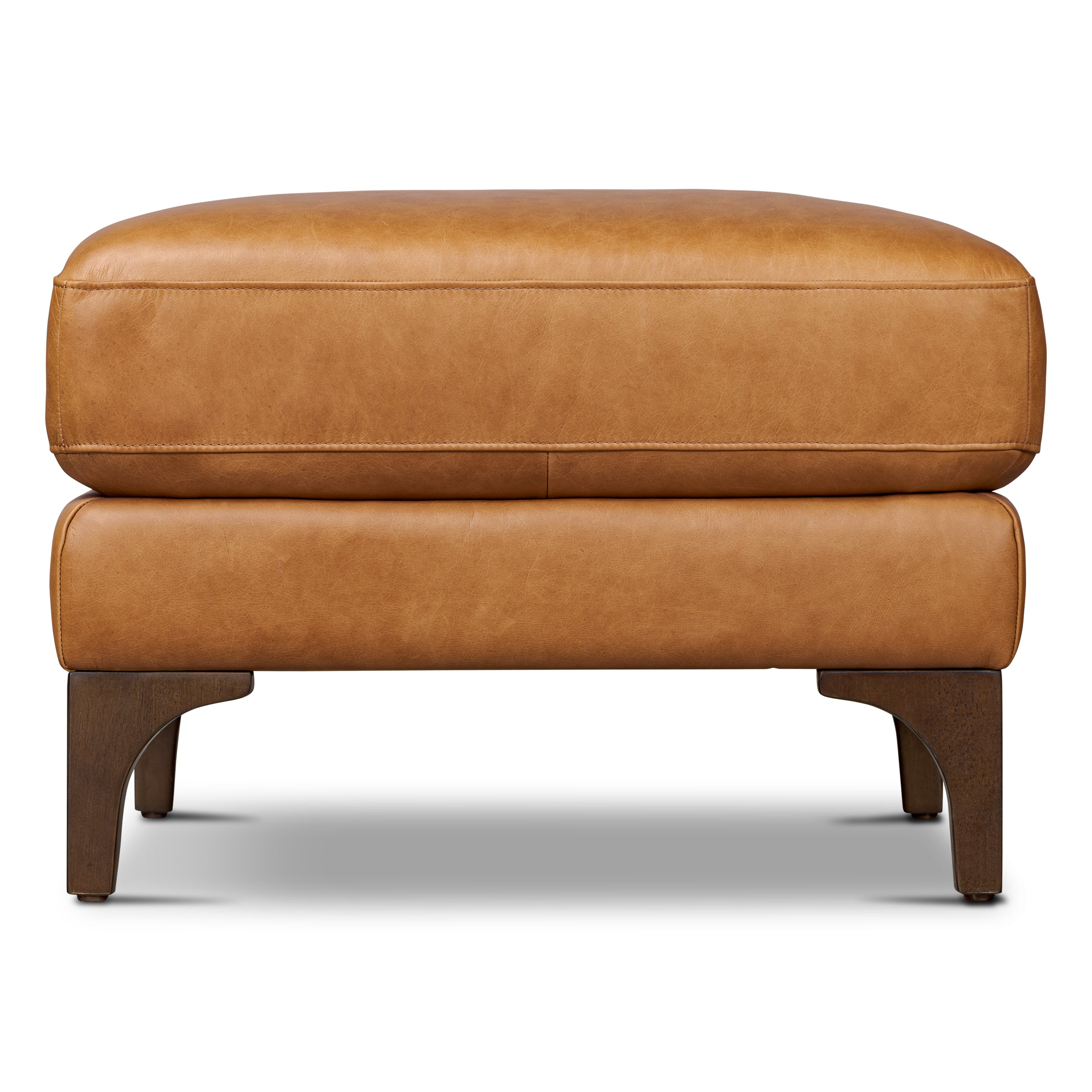 Pouf en cuir | Cognac Tan