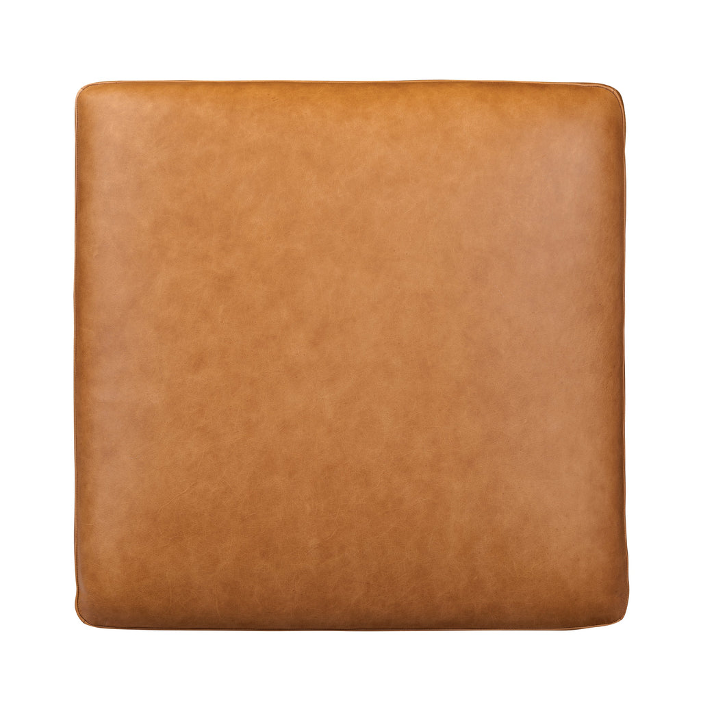 Pouf en cuir | Cognac Tan
