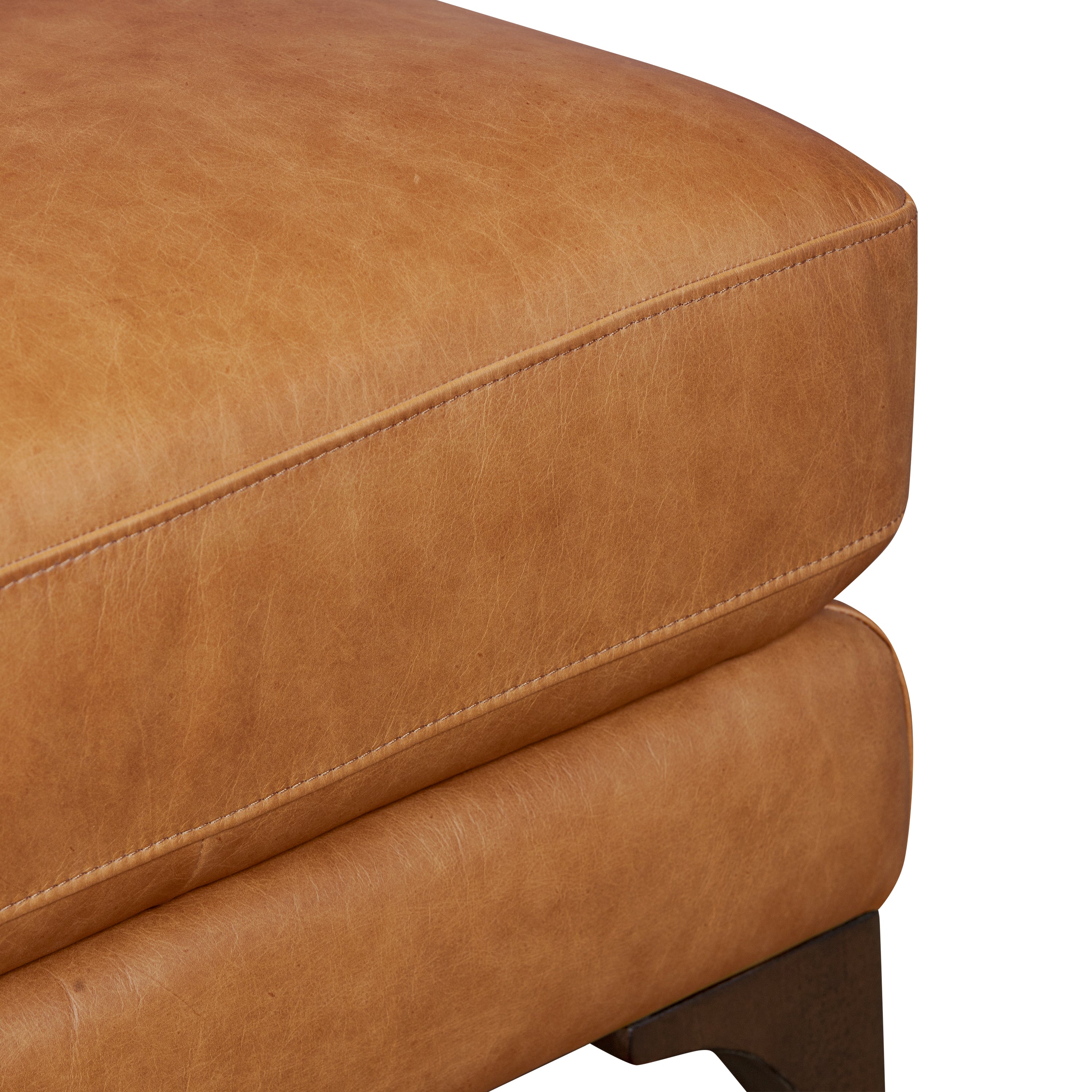 Pouf en cuir | Cognac Tan