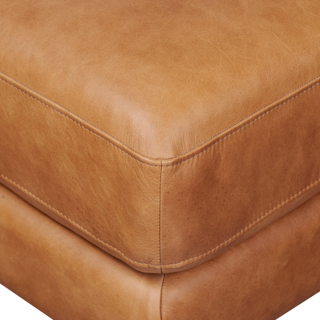 Pouf en cuir | Cognac Tan