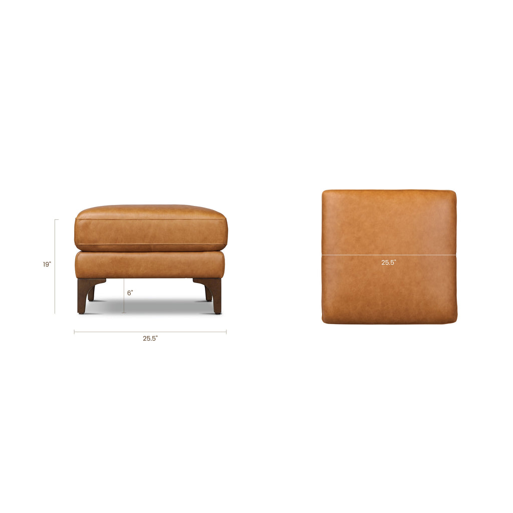 Pouf en cuir | Cognac Tan