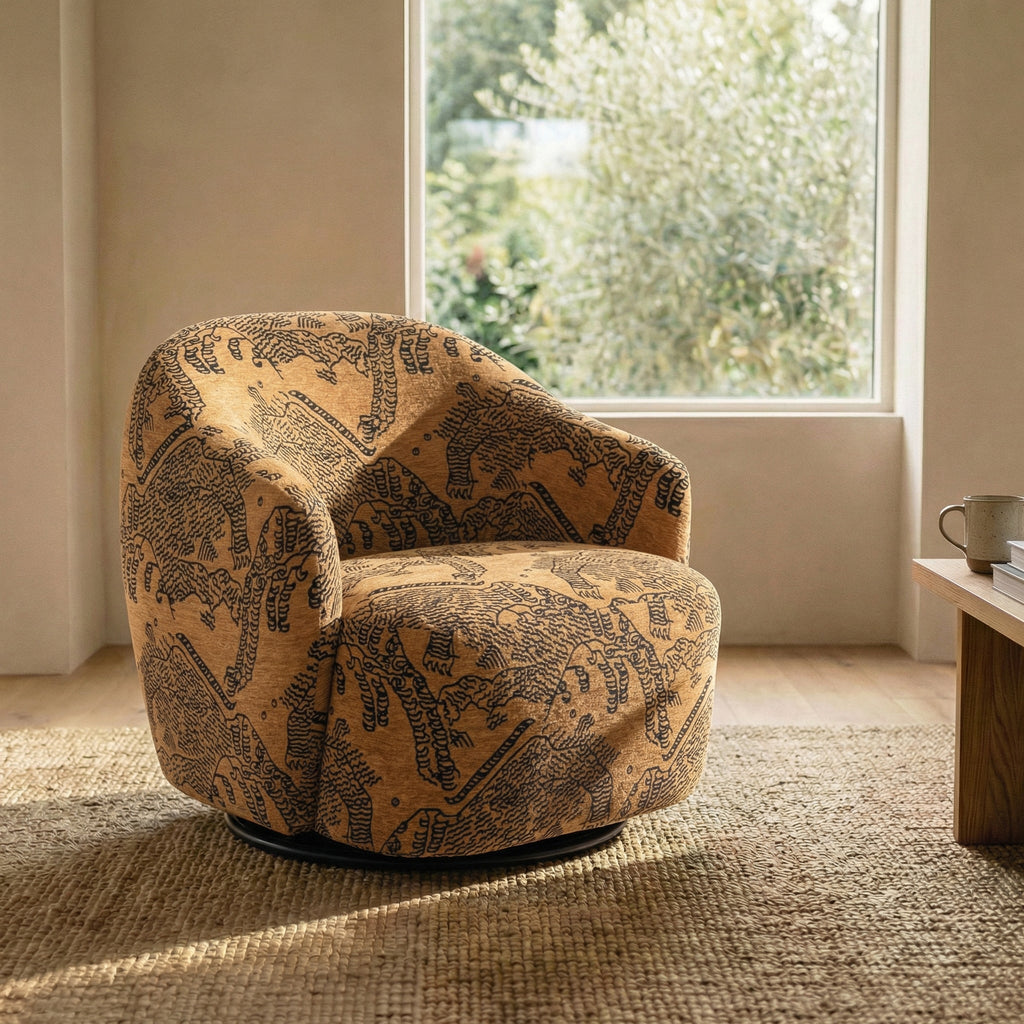 Chaise longue | Jacquard Marron