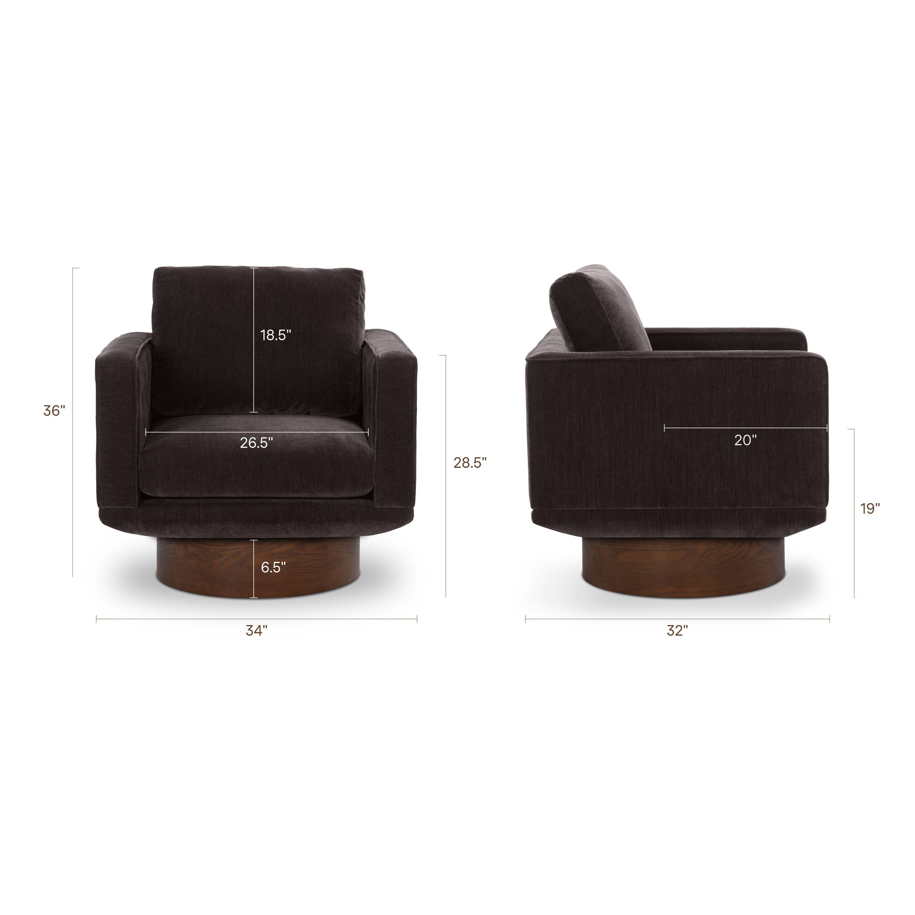 Fauteuil Pivotant | Marron Ganache