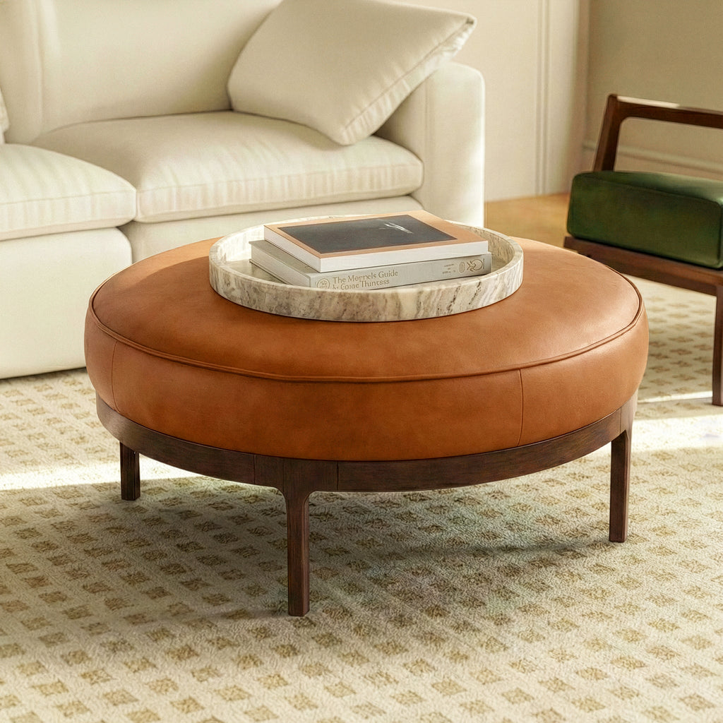 Pouf en cuir | Tannage naturel