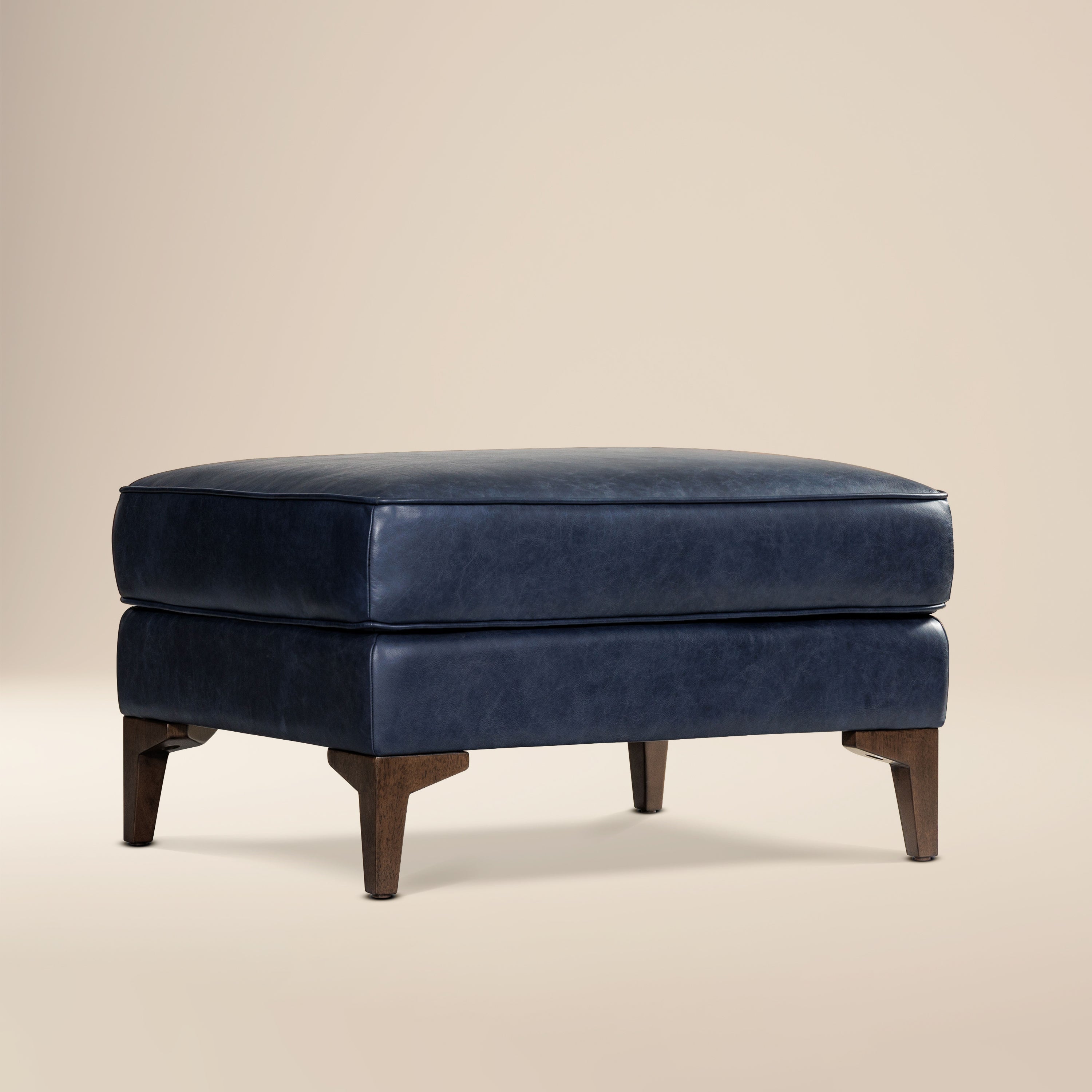 Pouf en cuir 2.0 | Bleu nuit