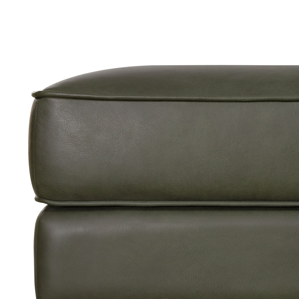 Pouf en cuir 2.0 | Vert olivine