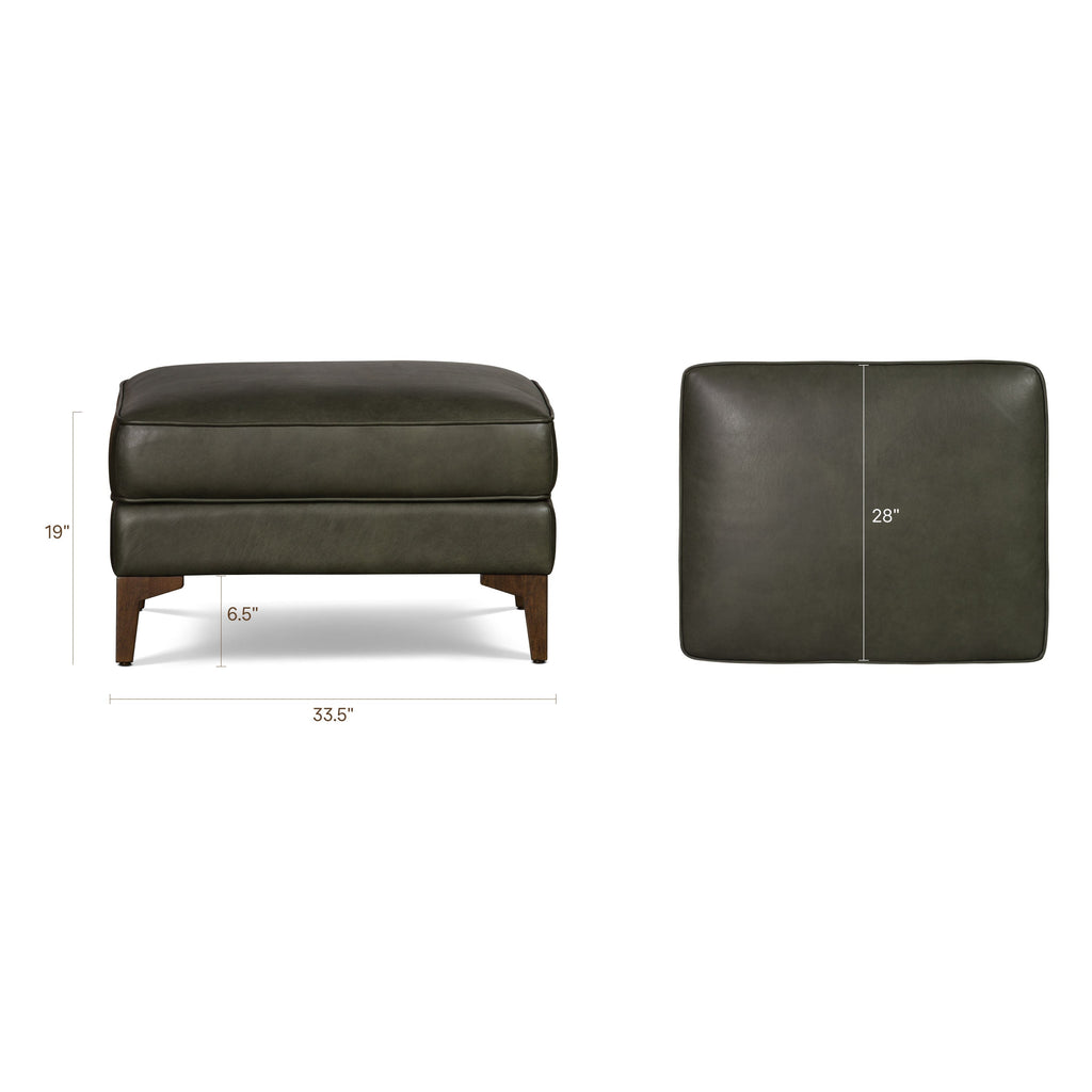 Pouf en cuir 2.0 | Vert olivine