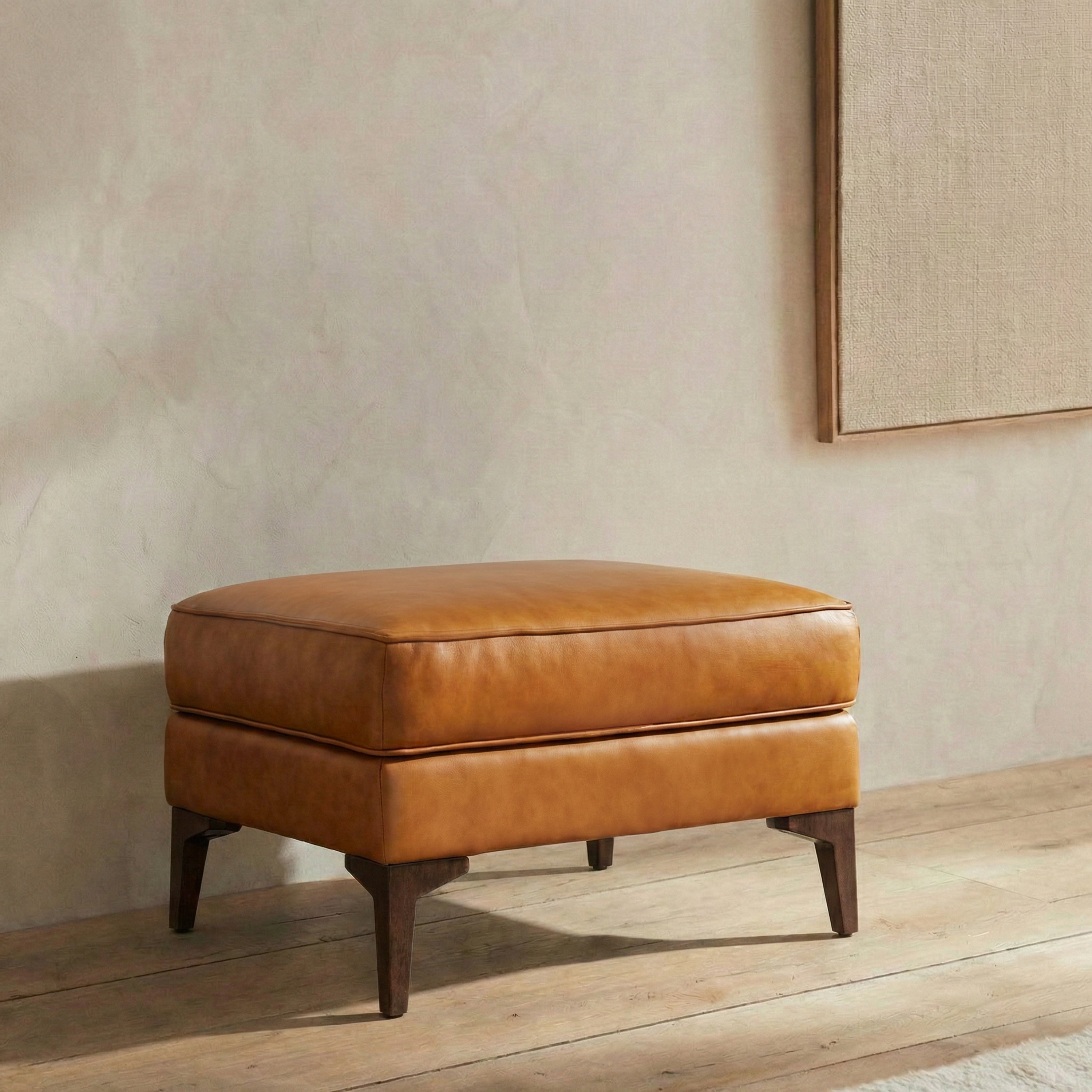 Pouf en cuir 2.0 | Tan cognac