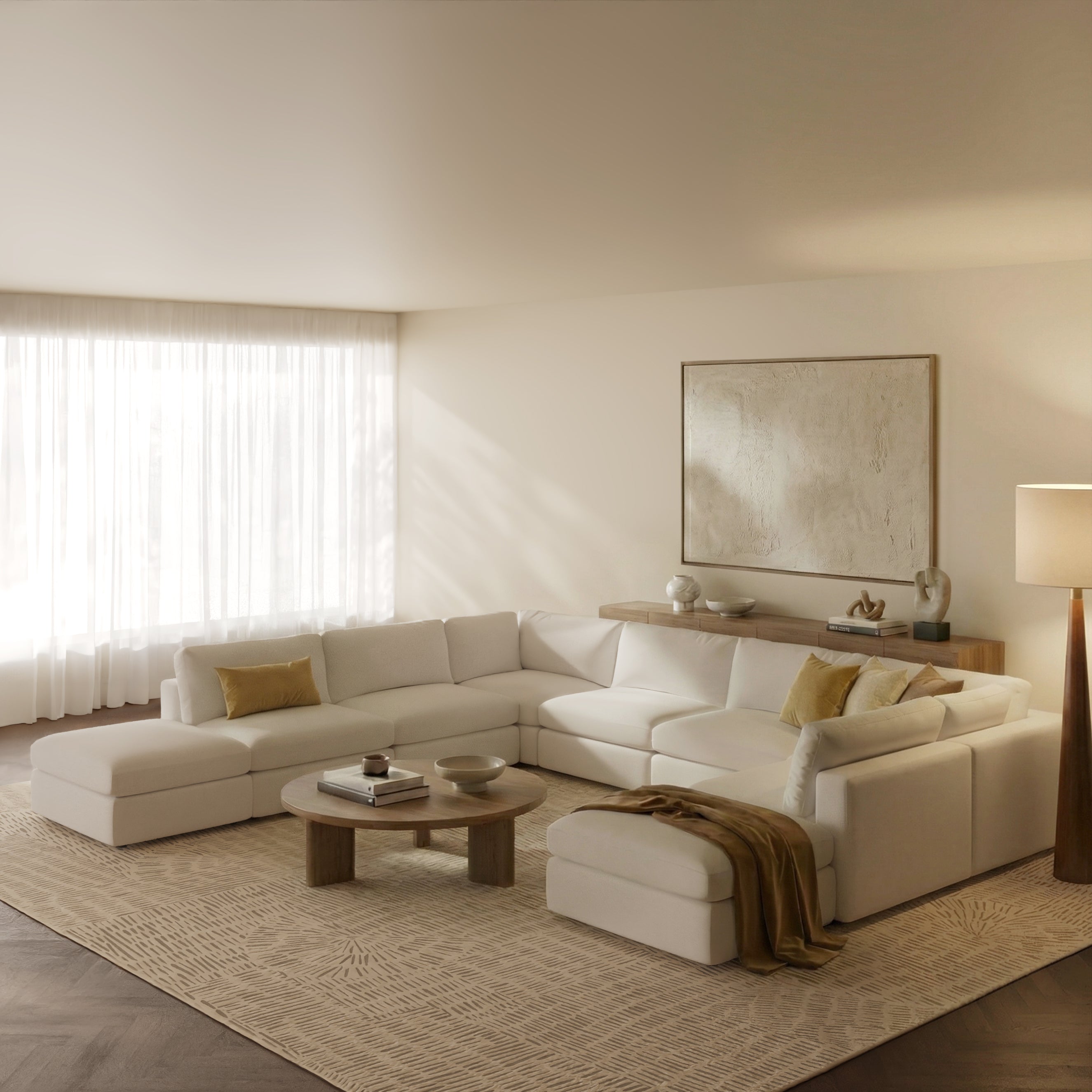Pouf modulaire déhoussable | Coton blanc